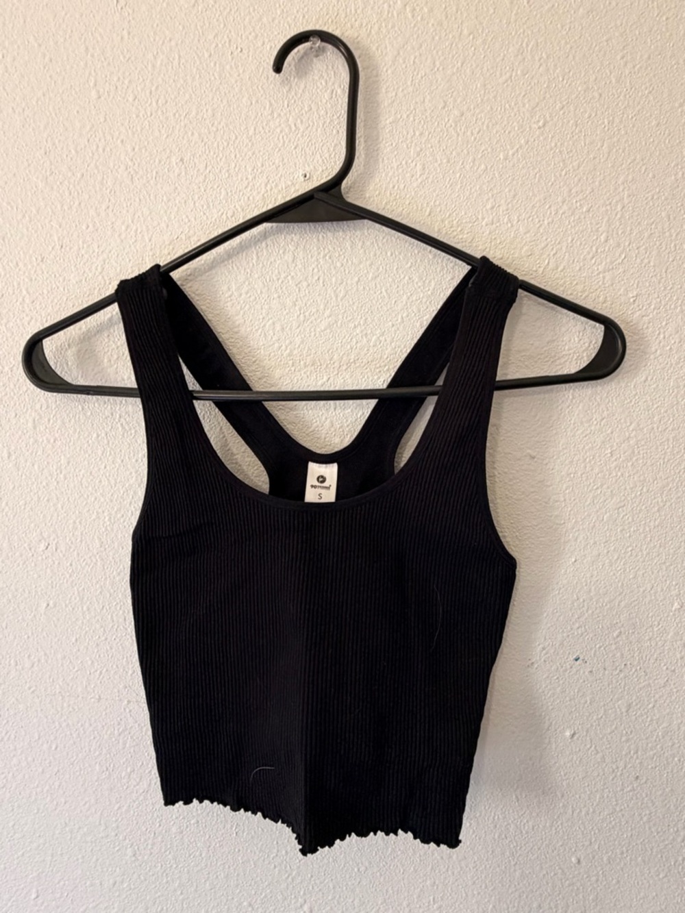 90 Degree By Reflex Black Ribbed Racerback Crop